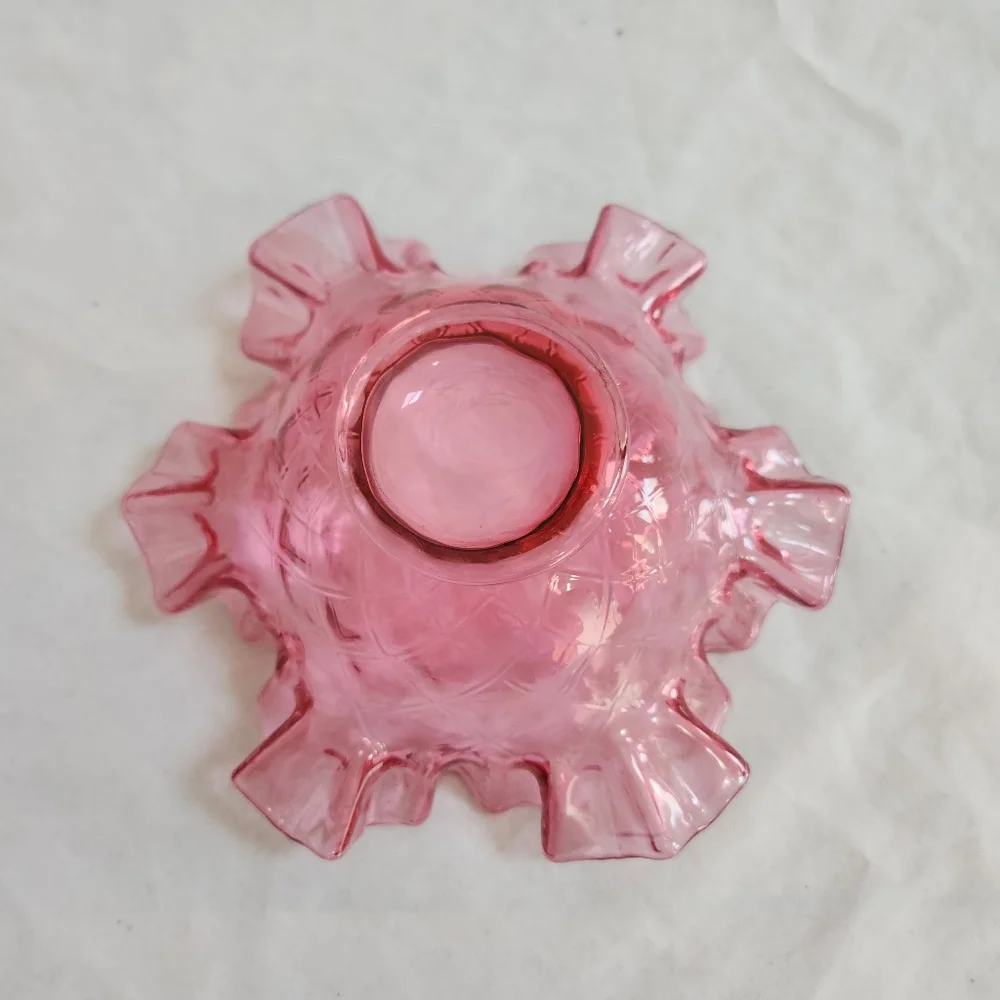 Fenton Cranberry Red Pink Optic Glass Bowl